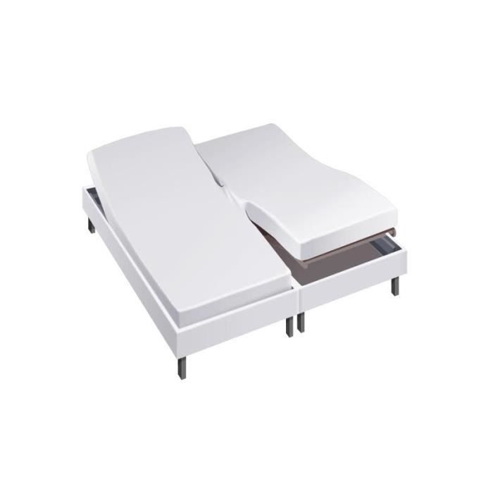 Drap housse pour lit articulé 2x80x200 en Percale Blanc ...