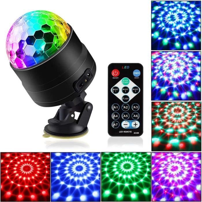 Lumières de fête à LED, boule DJ Disco, lampe de scène à 7 couleurs, son  KTV