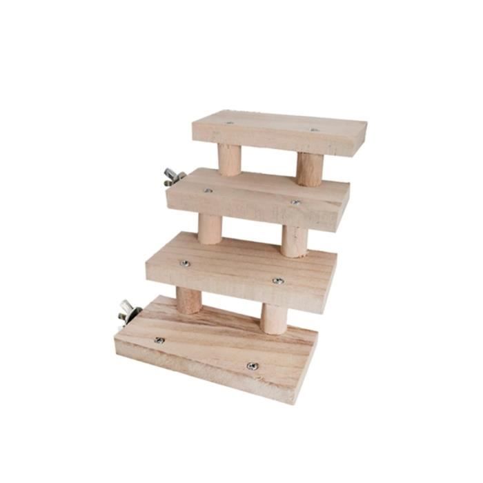 Échelle En Bois 5 étages Pour Hamster - 26x8 Cm, Plateforme 6 Cm, Bois Naturel, Jouet à Mâcher Et Pour Grimper - 7