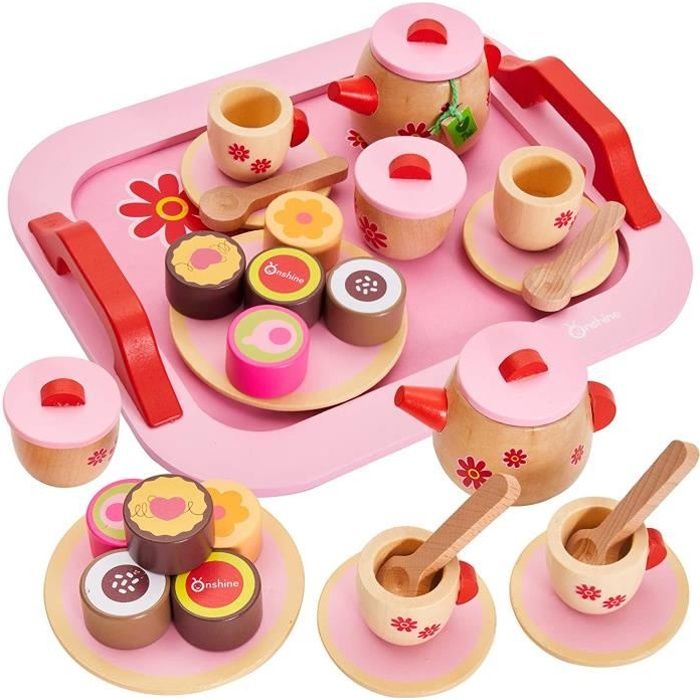 Jeu d imitation - plateau petit dejeuner 29 pieces - accessoire dinette -  jouet en bois - Autre jeux d'imitation - Achat & prix