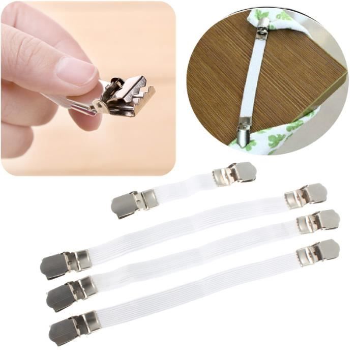 Accessoire de literie - Pince Couverture Réglable - Lot de 4 - Clips Nickelés - Tension Ajustable