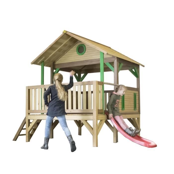 AXI Meeko Maison Enfant avec Toboggan rouge Aire de Jeux pour l
