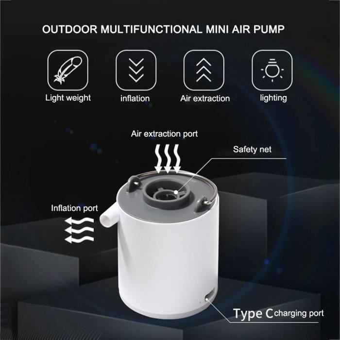 Mini Compresseur D'air Portable Avec Lampe Torche Et Pompe Pour Voiture Ou Vélo