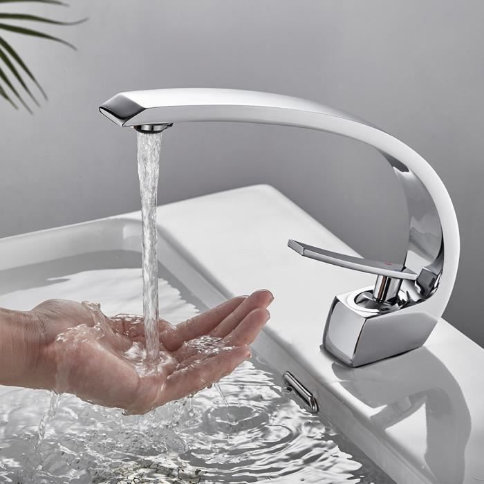 Noir Robinet Salle De Bain Mitigeur Pour Vasque Haut Bec Pivotant 360 Robinetterie De Lavabo En Acier Inox Design Moderne 87692213