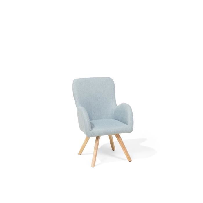 fauteuil relaxation - beliani - bjarn - tissu - bleu - accoudoirs - design intemporel
