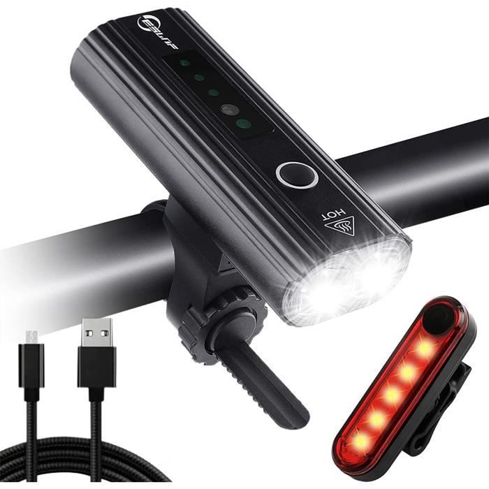 Éclairage vélo, rechargeable par port usb - puissant Phare vélo, Étanche IPX5 - 5 Modes - 4000mAh