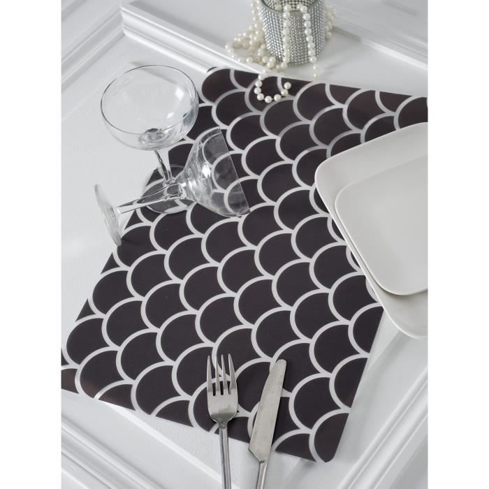 Set Di 6 Tovagliette Americane In PVC - Stampa Arabesque Blu 44x28 Cm | Antiscivolo E Facilissime Da Pulire