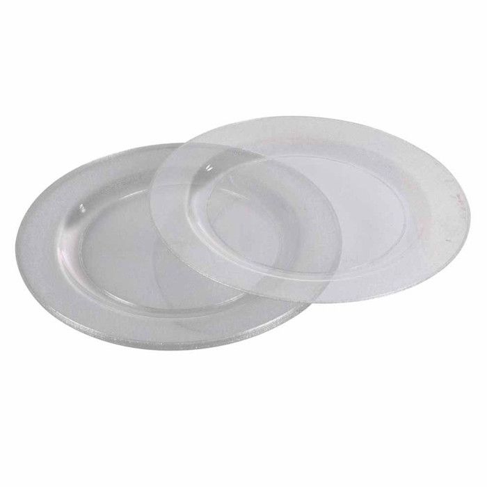 Lot de 6 Assiettes en Plastique Réutilisable Paillettes 23cm Argent