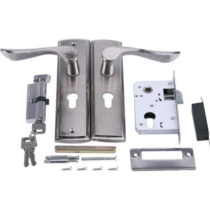 ensemble serrure de la poignee de porte en aluminium rouleau poli verrou de levier cdiscount bricolage