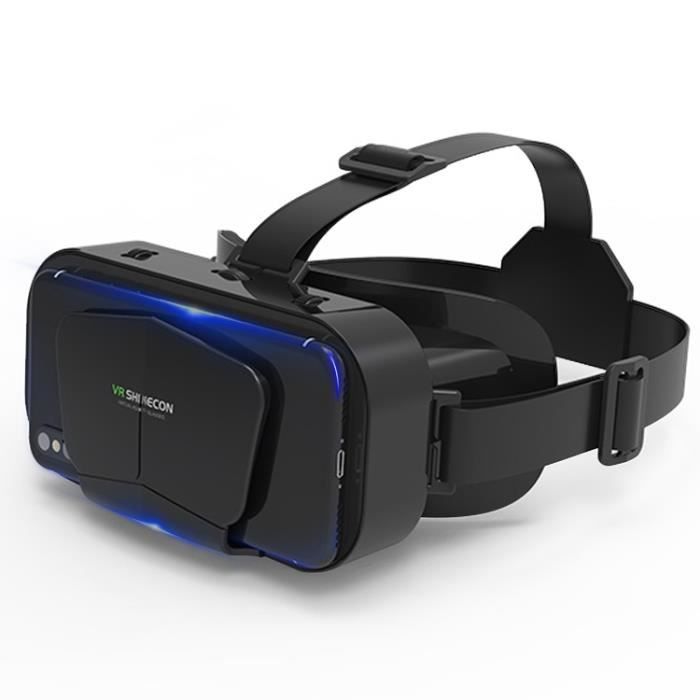 DESTEK V5 VR Casque pour Téléphone avec Manette HD 110°FOV Anti-Lumière Bleue Lunettes de Réalité Virtuelle pour Android et Samsung et iPhone 13/12/11（Noir 