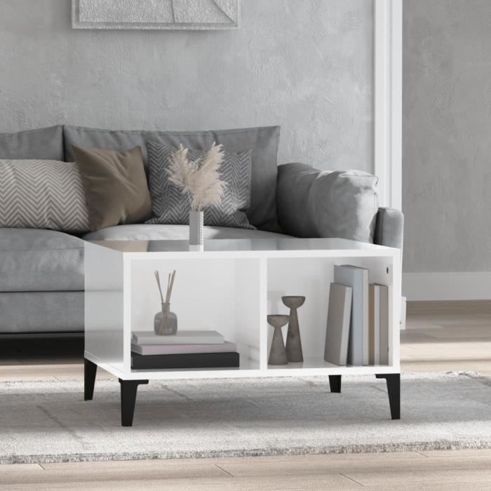 famirosa table basse blanc brillant 60x50x36,5 cm bois d'ingénierie-038