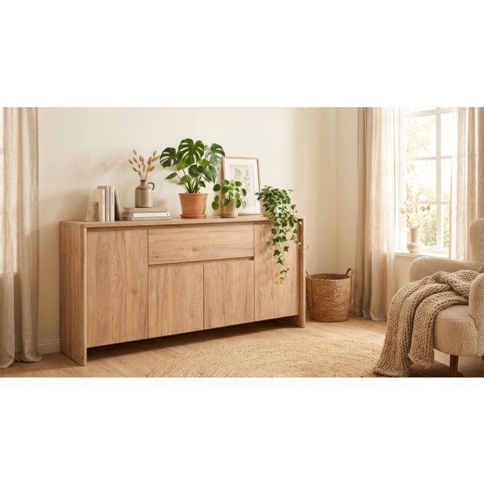 Buffet GENF - Chêne Jackson - 4 portes 1 tiroir - 1635 x 40 x 85 cm