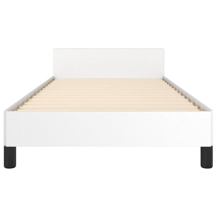 Cadre de lit avec tête de lit - GOTOTOP - Blanc - 80x200 cm - Similicuir