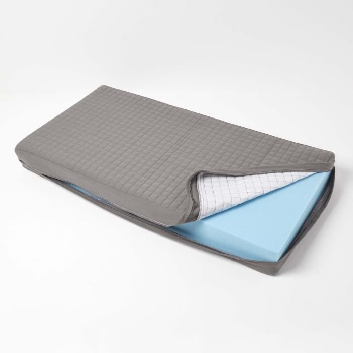Housse de coussin coton pour coussin de canapé 2 places de banc de jardin et banquette Housse pour coussin 100x50x10 cm Gris