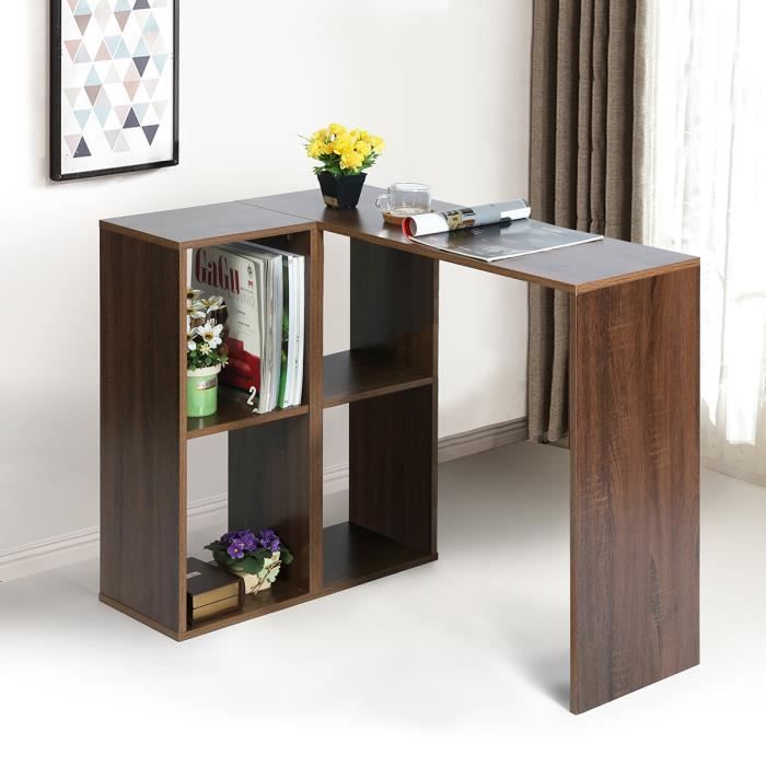 Homy Casa Bureau Multifonctionnel Rangement Bureau Walnut Achat
