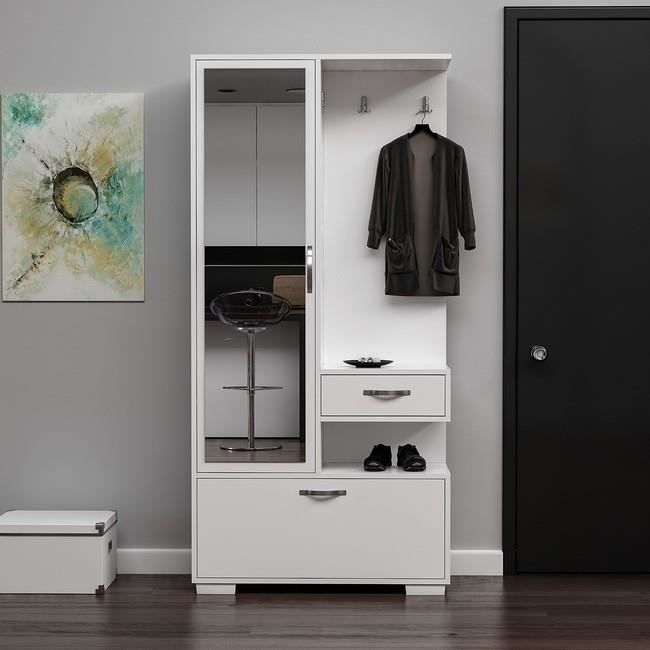 Homemania Vestiaire Meuble D Entree Alda Armoire Avec Etageres