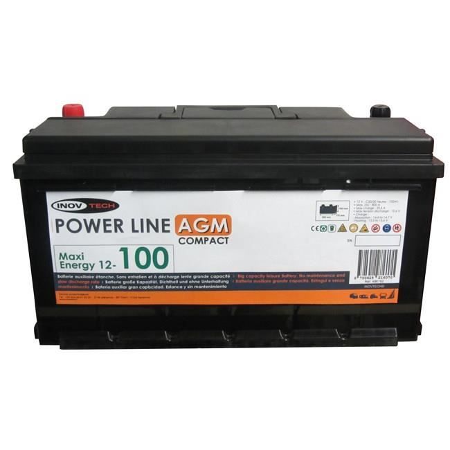 Batterie auxiliaire AGM 120 AH Power line - Équipement caravaning