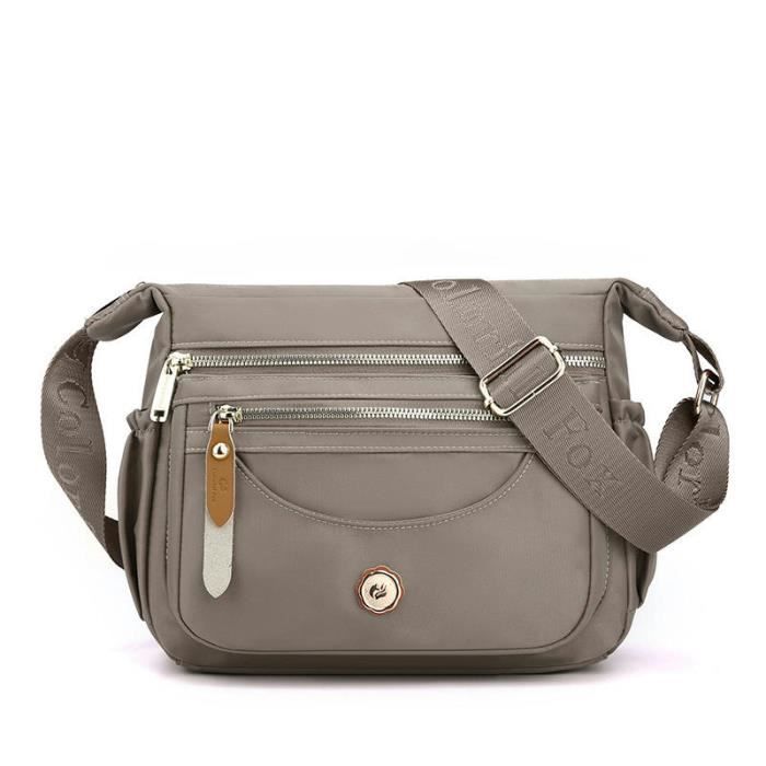 Sac Bandoulière Femme Nylon Imperméable Violet - Léger Multi-poches - Taille M 30x20x10 Cm - Neuf Avec étiquette
