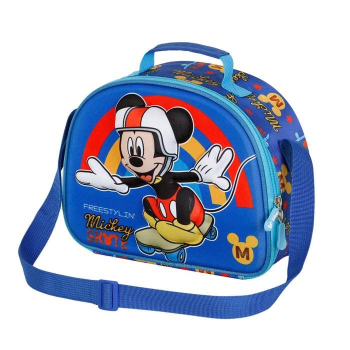 Sac à Goûter 3D Mickey Mouse - Bleu, Avec Bandoulière Ajustable, Pour Pique-nique/école
