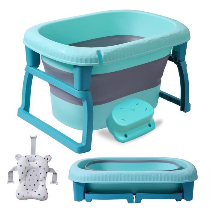 SWANEW Baignoire Pliable Pour Bébé - Avec Bouchon De Vidange Affichage De La Temperature Coussin De Siege Pieds Antiderapants 81264684