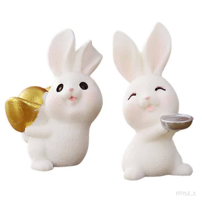 Petit lapin de Pâques décoratif en polyrésine 9 × 6 × 6