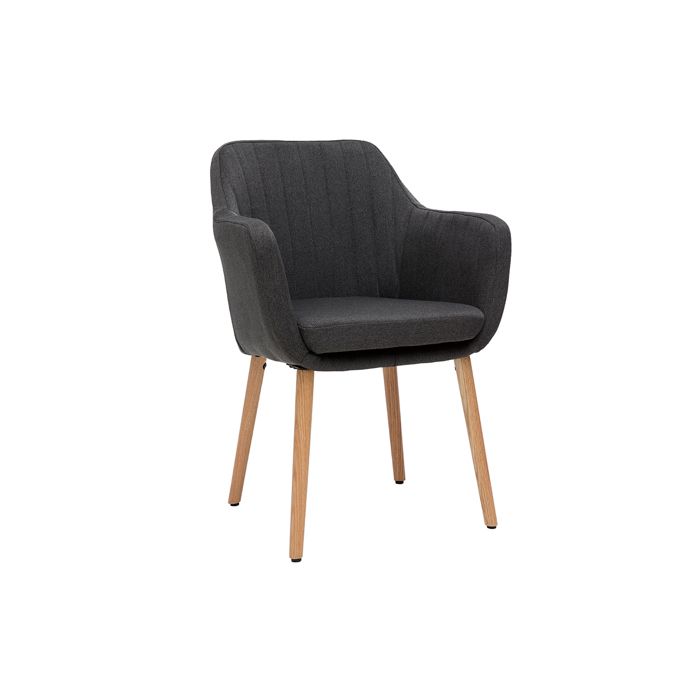 Miliboo - Chaise scandinave en tissu gris anthracite et bois clair ALEYNA