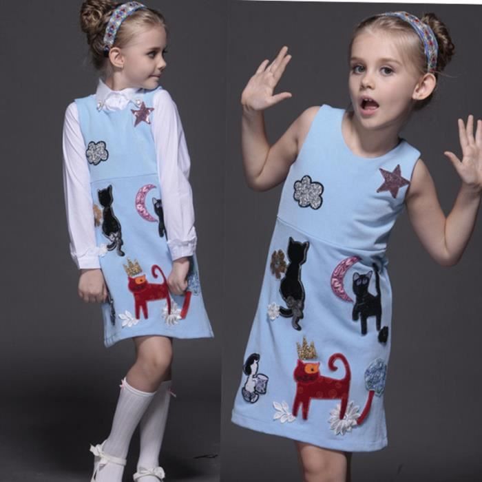 Bebe Filles Robes Enfants Vetements Luxe Marque Princesse Robe Fille Bleu Achat Vente Ensemble De Vetements Cdiscount
