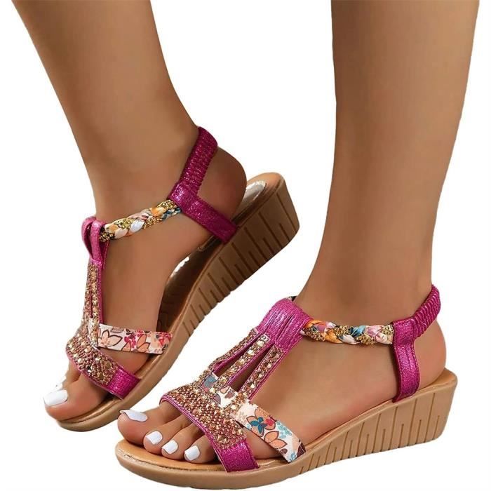 Sandales Plate Femme t Sandale Strass Boh me Flip Flop T Strap