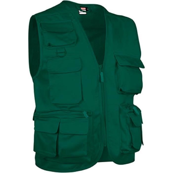 Gilet reporter multipoches sans manches SAFARI vert bouteille Homme VALENTO Vert Cdiscount Pret a Porter
