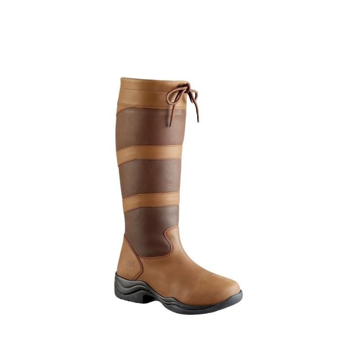 Bottes d equitation impermeables en cuir femme Premier Equine Vallenia brown 39 Large Cdiscount Sport
