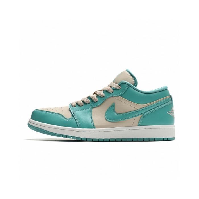 Chaussure de basket ball retro Air Jordan 1 pour femmes Blanc Talon plat Lacets Blanc Cdiscount Chaussures