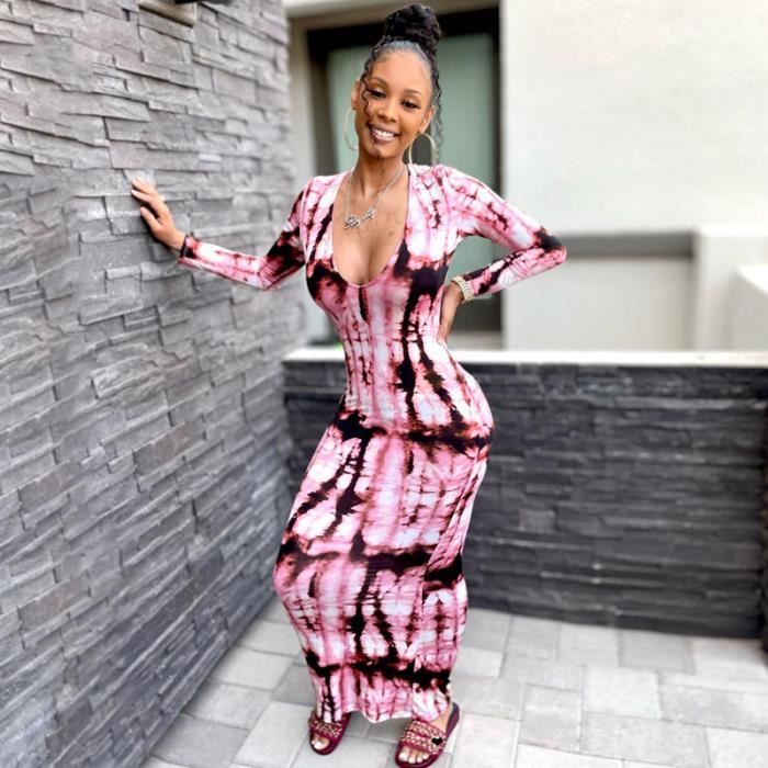 Robe boheme femme longue moulante a FR96PXS Rose Cdiscount Pret a Porter