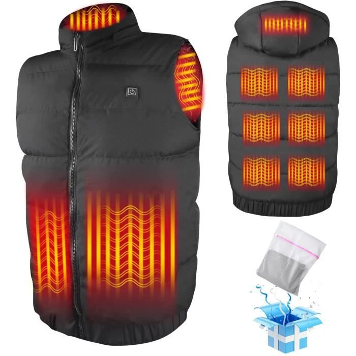Gilet Chauffant électrique Homme/femme - 9 Zones De Chauffage, 3 Niveaux De Température | Charge USB, Lavable, Pour Extérieur (rando, Moto, Pêche)