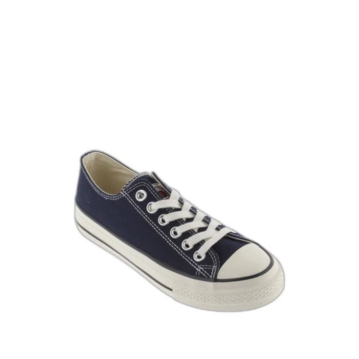 Baskets en toile brillante Victoria Tribu bleu marine Homme 38 Lacets Plat Canvas