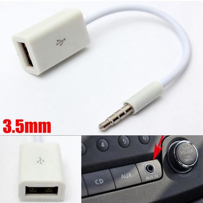 Adaptateur câble prise jack audio 3.5 mm à USB femelle clé USB Udisk  autoradio