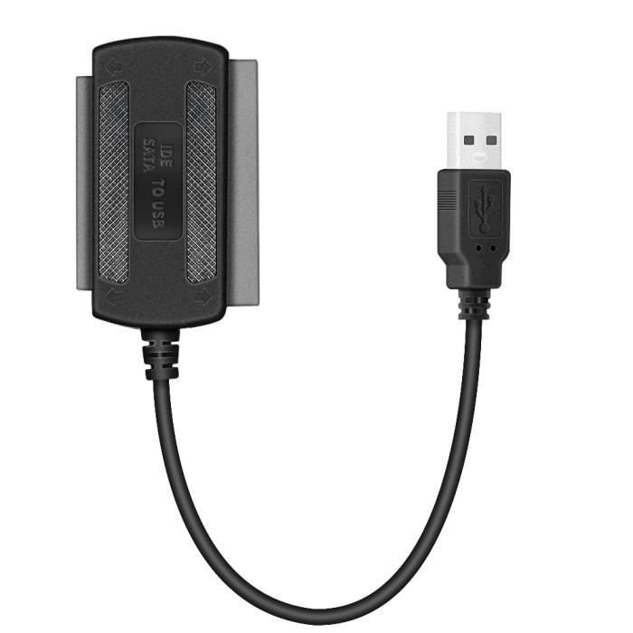 Kitechildheed Câble Adaptateur USB 2.0 vers IDE SATA pour convertisseur de Disque Dur 2,5/3,5 Pouces Noir