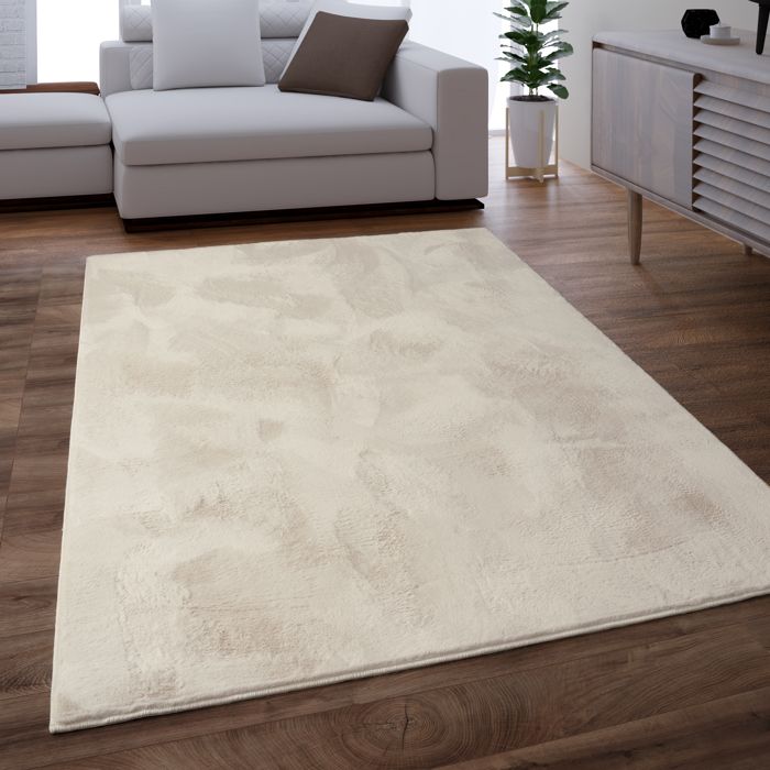 Wecon Home Tapis Alice Poils Longs Très Moelleux Esprit | 160x230 Cm Beige Blanc | Certifié Oeko-Tex Salon/Chambre