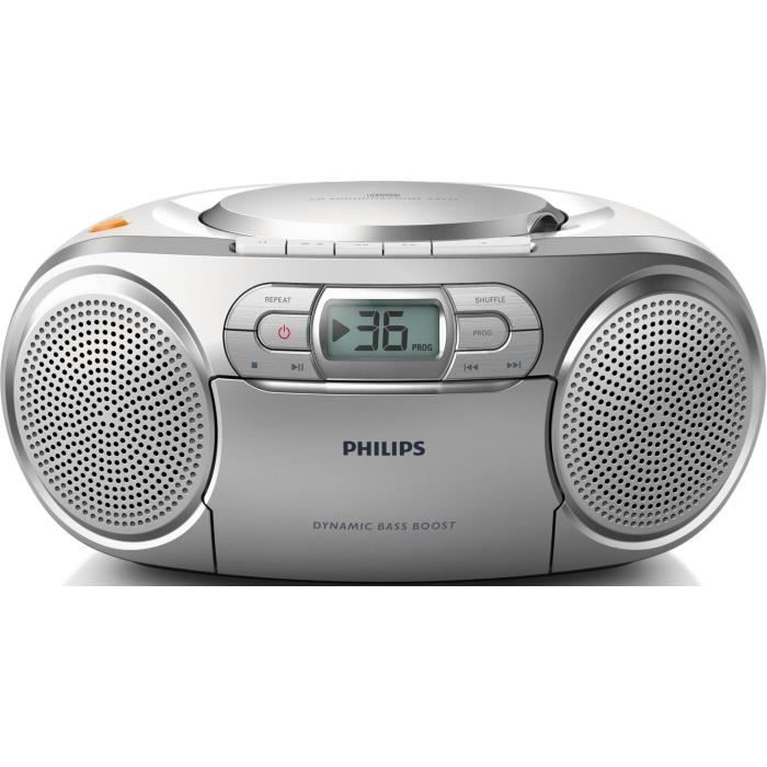 Boombox - PHILIPS - AZ127/12 - Lecteur CD et cassette - Amplification dynamique des basses