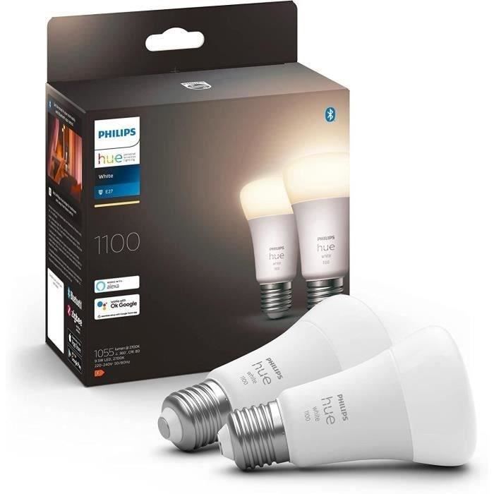 Philips Hue White, ampoule LED connectée E27, Equivalent 75W, 1100 lumen, Compatible Bluetooth, Pack