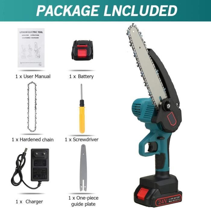 Mini Tronçonneuse Élagueuse Sans Fil – 88VF 1500W – 6 Pouces + 2 Batteries 6500mAh