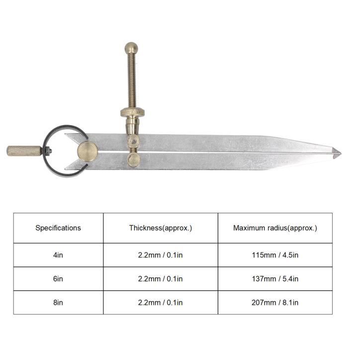 Boussole à double aiguille en acier au carbone et cuir pour marquage mécanique (100 mm