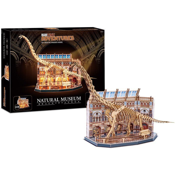 Puzzle 3D en bois REVELL Tiny Adventures Natural Museum Brachiosaur LED