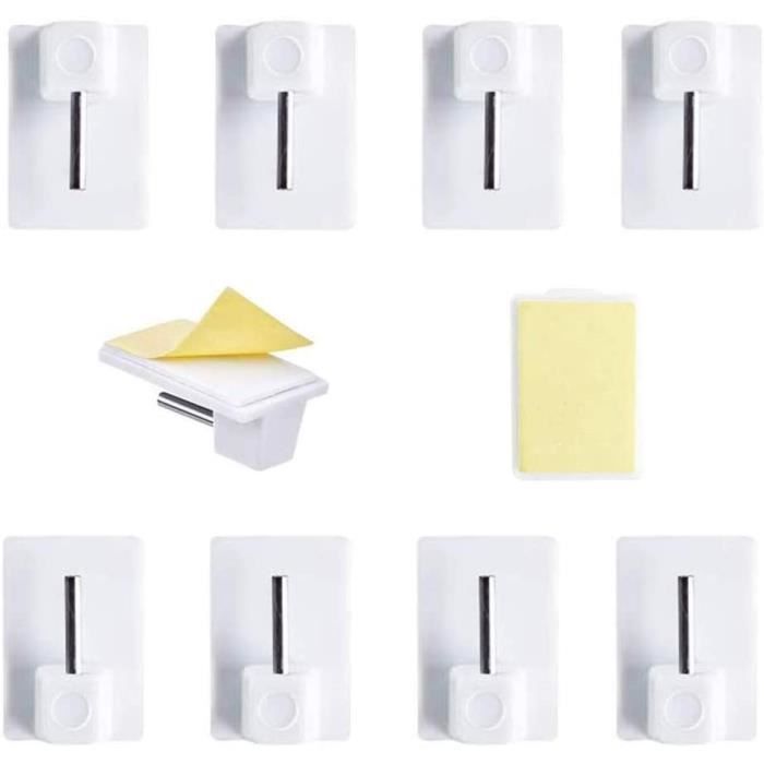 Lot De 50 Crochets Autocollants Pour Rideaux - Blanc, 2,4x1,7 Cm - Sans Perçage - Pour Tringle, Fenêtre, Carrelage
