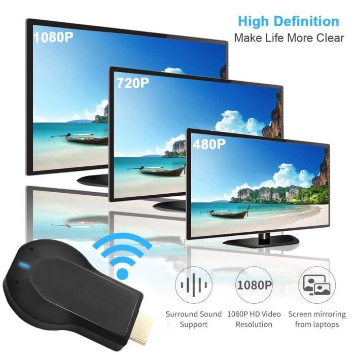 Clé TV Vidéo 1080P WiFi Sans fil Display TV Dongle Receiver AnyCast DLNA  Miracast Airplay 1080P HDMI TV Stick - Cdiscount TV Son Photo