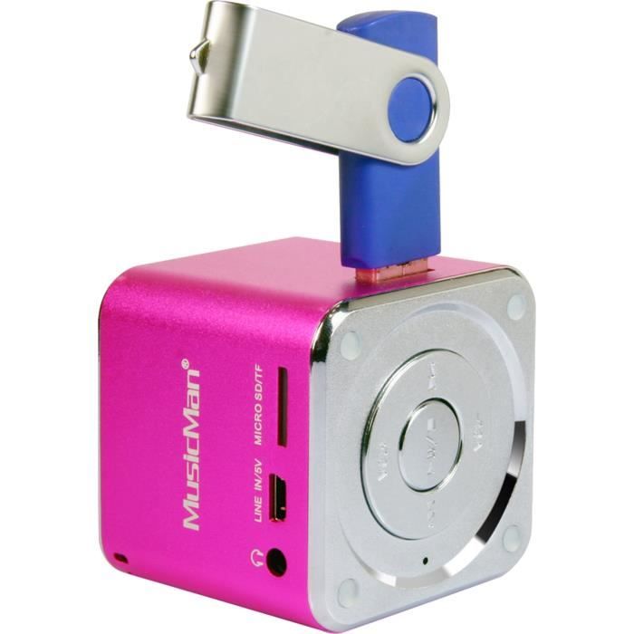 Mini Enceinte portable MUSICMAN MINI SOUNDSTATION avec lecteur MP3 intégré - Rose