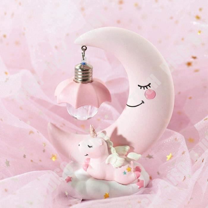 TD® LED Veilleuse en résine lune licorne-Dessin Animé Bébé-Lampe de Chevet pour enfants -veilleuse lampe pour chambre bébé