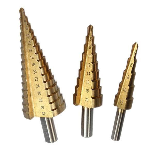 MLXG Foret Fraise HSS etage Conique Titane 1//4Hexagone Tige Pour Percage Visseuse 4-12mm//4-20mm//4-32mm