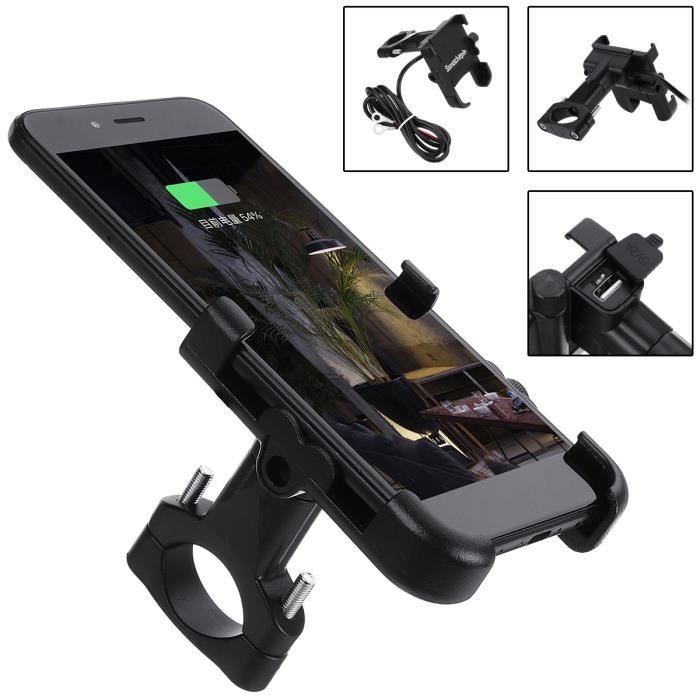 Support de t/él/éphone universel 360 degr/és pour guidon de moto en alliage daluminium pour t/él/éphone portable 4-6,4 Silver