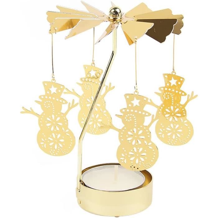 Bougeoir Rotatif - AUTREMENT - Flocons De Neige - Métal - Or