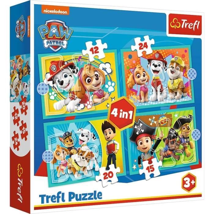 Puzzle 4 en 1 Pat Patrouille - TREFL - Happy Dog Patrol crew - Pour enfants à partir de 3 ans
